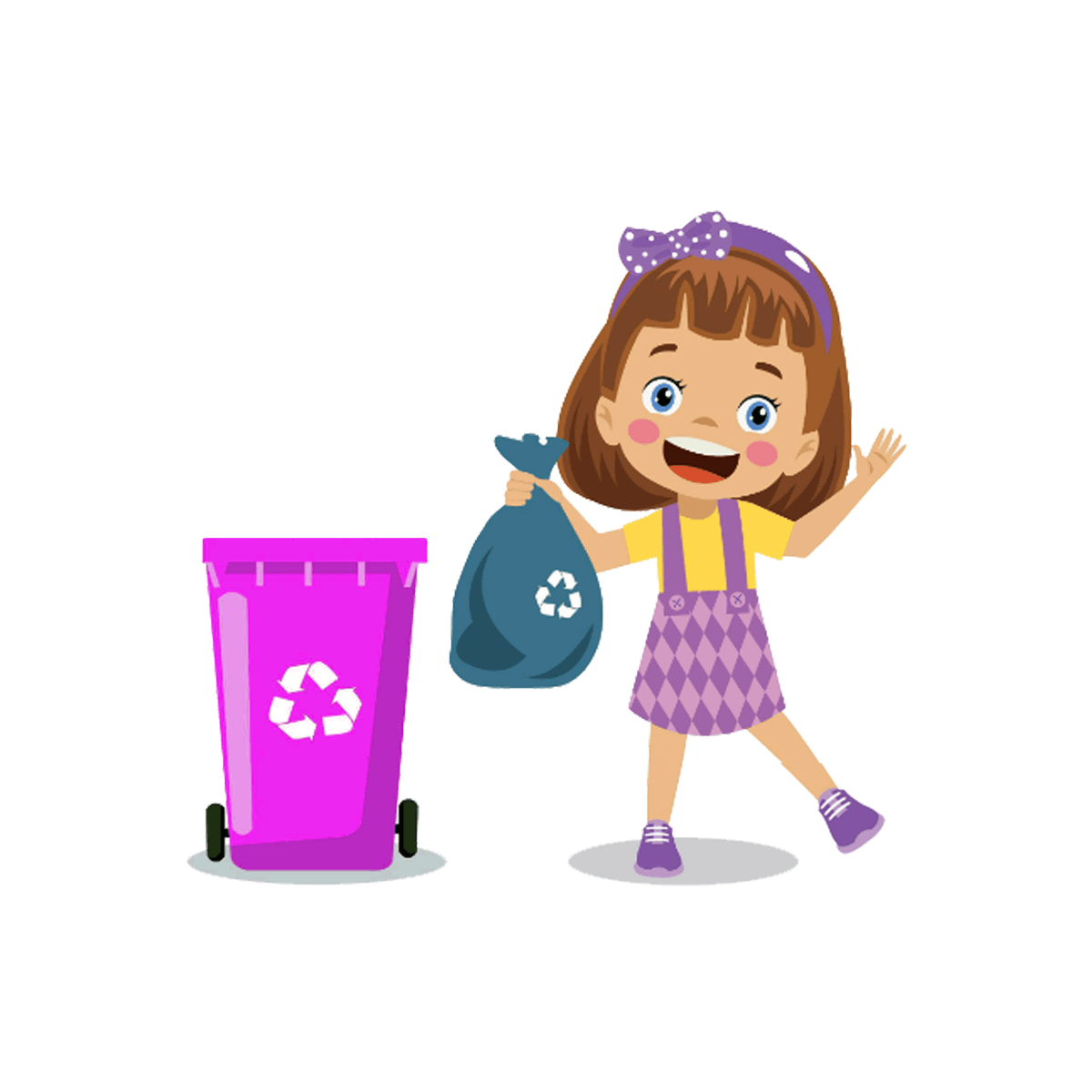 A child carrying a recyclable waste bag